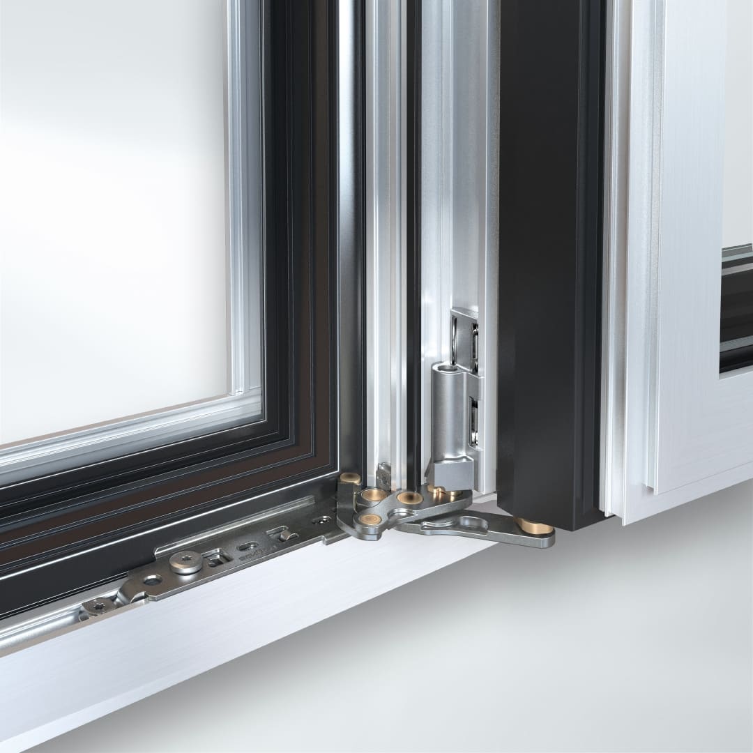 Aluminium Fenster mit 180 Grad Ecklager vom System Simply Smart